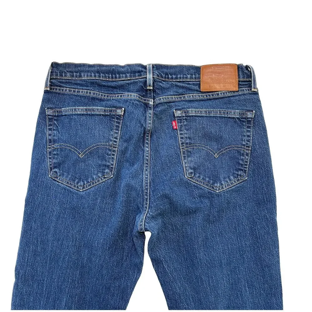 Levi's 514 Straight Mens Jeans 36x30 Big E Medium Wash Blue Premium Denim